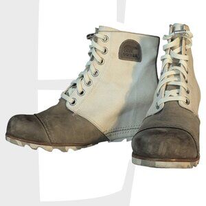 Sorel White/Tan Steampunk Lace-up Boots